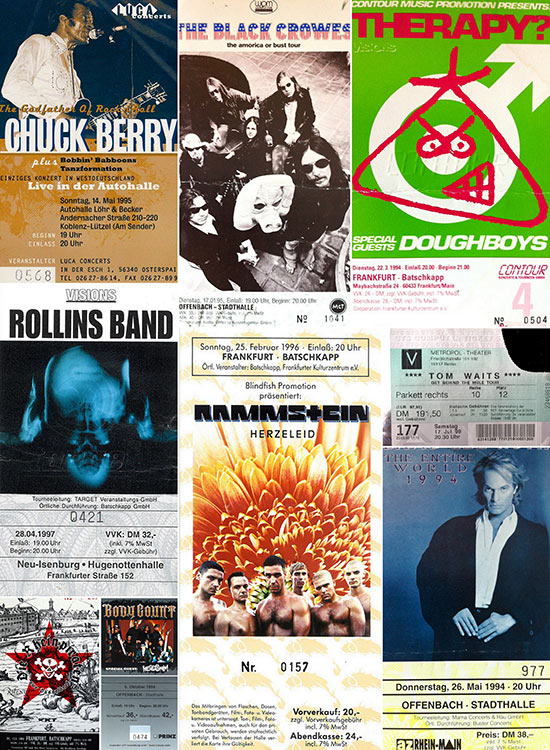 Collage Konzertkarten der 90er Jahre, Teil 2