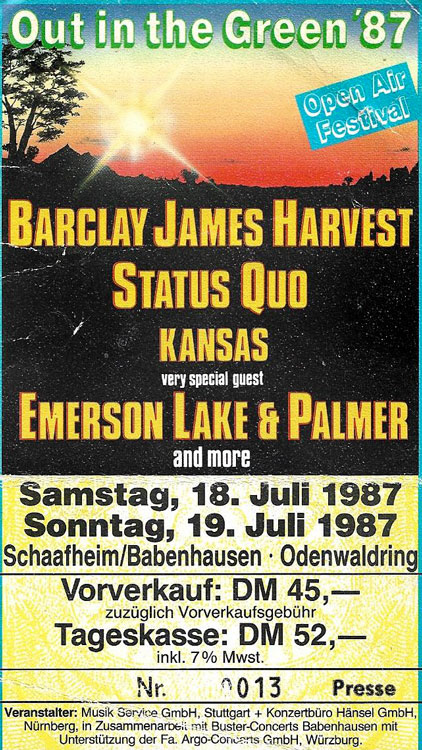 Ticket Out in the Green-Featival 1987